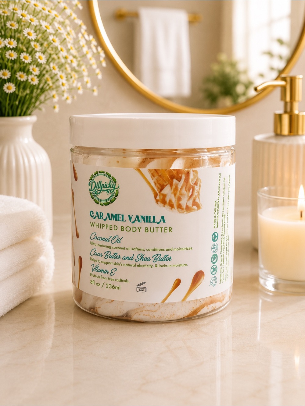 🆕 Dilpicky Caramel Vanilla Whipped Body Butter — White